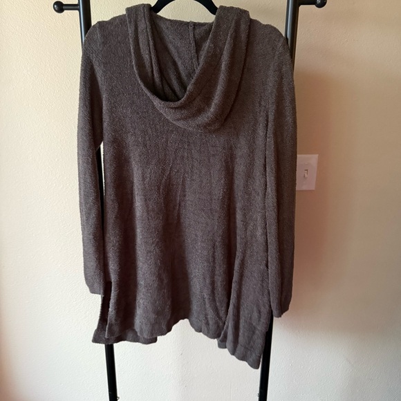 Barefoot Dreams hooded Charcoal Open Front Cardigan - Picture 3 of 3